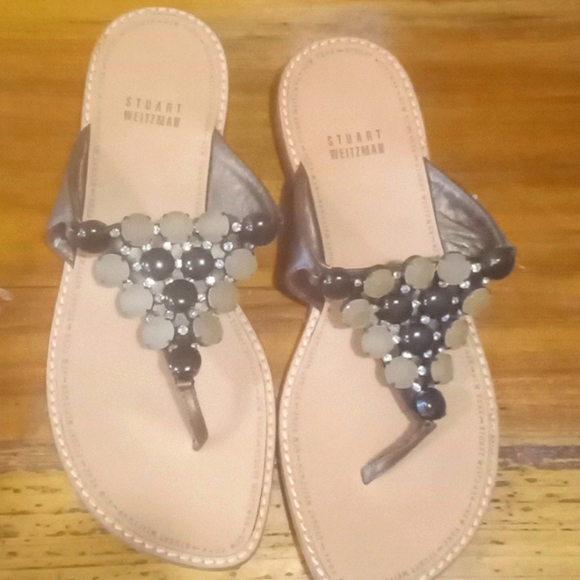 Stuart Weizsman sandals size 7M color brown, light brown and rhinestones - Picture 1 of 6